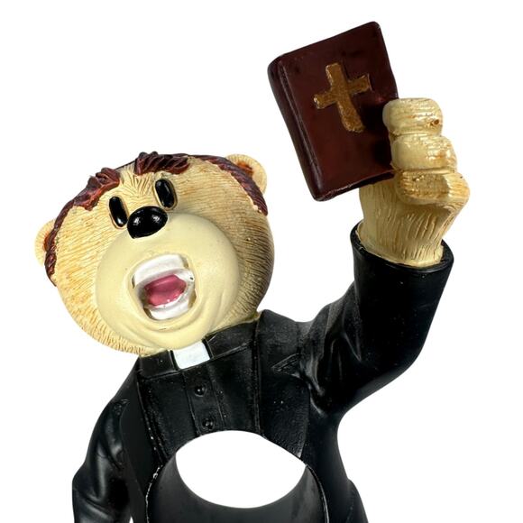 Bad Taste Bears Battle of the Planet Figurine 4" Black Tan Priest Bible Book - Picture 5 of 7